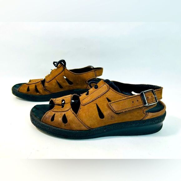 Birkenstock Tatami Womens Leather Slingback Buckle Lace Up Sandals Brown Sz 7 - Picture 1 of 9